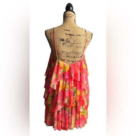 ZARA Printed Tiered Ruffle Mini Dress Size Large NWT  5 0447 - Picture 3 of 9